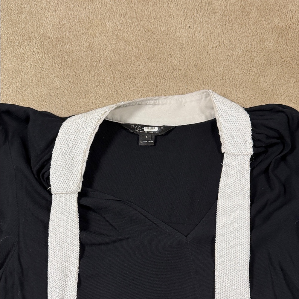 Rachel Zoe Black Blouse with White Trim - Picture 5 of 8
